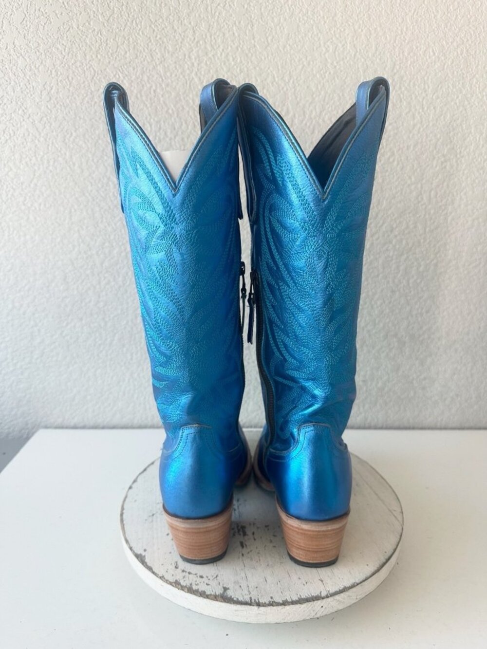 Lane SMOKESHOW Womens Cowboy Boots Metallic Blue Western Tall Snip Toe Size 9.5 - Picture 3 of 12